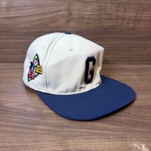 Rings & Crwns Homestead Grays Hat Mens‎ OSFM Cream Blue Excellent NLBM Snapback